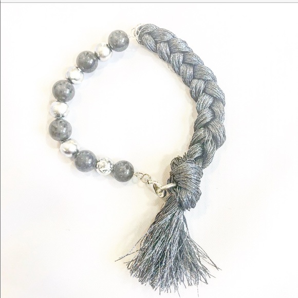 NEW HANDCRAFTED SILVER & PEWTER TASSEL BRACELET - Picture 2 of 2